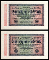 DEUTSCHLAND - ALLEMAGNE - 20000 Mark Reichsbanknote - 2 N° - 1923 - P85a - AUNC / Pr Neuf - 20000 Mark