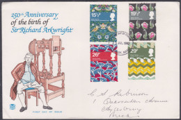 GB Great Britain 1982 Private FDC Sir Richard Arkwright, English Inventor, Spinning Frame, Industrial Revolution, Cover - Cartas & Documentos