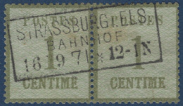 ALSACE LORRAINE N°1 Paire Oblitérée Cachet Rectangulaire Non Feldpost " STRASSBURG I.ELSS BAHNHOF "du 16 SEPT 1871 SUP ! - Otros & Sin Clasificación