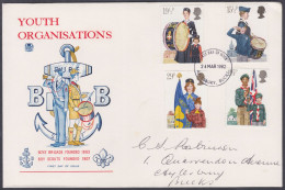 GB Great Britain 1982 Private FDC Youth Organisations, Boy Scouts, Scout, Scouting, Boys' Brigade, First Day Cover - Brieven En Documenten