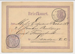 Briefkaart G. 7 Z-1 / Bijfrank. Em.1869 Rotterdam - GB / UK 1876 - Ganzsachen