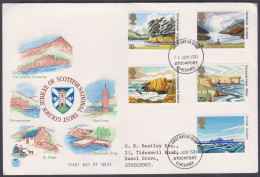 GB Great Britain 1981 Private FDC Scottish National Trust, Dog, Giants Causewat, Quay, Scotland, Wales, First Day Cover - Brieven En Documenten