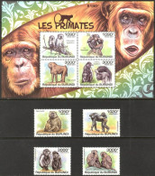 Burundi - 2011 - Monkeys - Yv 1245/48 + Bf 162 - Singes