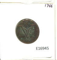 1766 HOLLAND VOC DUIT IINDES NÉERLANDAIS NETHERLANDS NEW YORK COLONIAL PENNY #E16945.8.F.A - Niederländisch-Indien