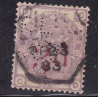 GB Victoria Surface Printed 3d On 3d Lilac Perfin Sg 159. Heavy Used Perfin, Some Pulled Perfs - Used Stamps