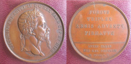 Medaille En Cuivre Visite Du Roi De Sardaigne Victor-Emmanuel II à Paris, Décembre 1855, Par Gayrard. Rare - Monarquía/ Nobleza
