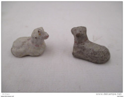 JOUET FIGURINE BON DUFOUR  LOT DE  DEUX MOUTONS    EN COMPOSIT 4cm - Jouets Anciens