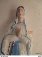 Statuette-SAINTE-VIERGE-en-porcelaine-polychrome-haut-16-cm-parfait-etat - Art Populaire