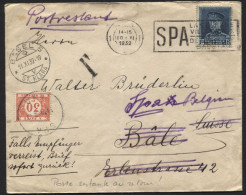 Rare POSTE RESTANTE AU RETOUR !-Képi 320 Obl. SPA S/lettre Vers Bâle 1932 - Retour Vers SPA Poste Restante Ttx 30c (x738 - 1931-1934 Quepis