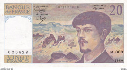 20 Francs  -  Debussy 1980 M  003   - 2 épinglages - 20 F 1980-1997 ''Debussy''