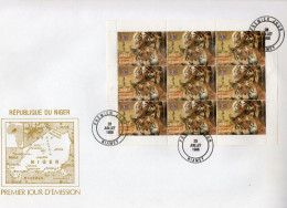 Niger 1998, Year Of The Tiger, Rotary, Sheetlet In FDC - Félins