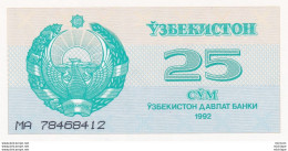 Billet Neuf  Ouzbékistan 1992 - 25 Cym - Oezbekistan