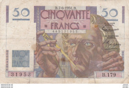 Billet De  50 Francs   Le Verrier 1951 B .179 Rare - 50 F 1946-1951 ''Le Verrier''