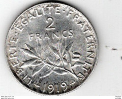 2 Francs  Argent 1919  état  SUP - 2 Francs