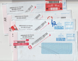 7838 Lot De 4 Lettres BELGIQUE BELGIE Recommandé Registered NPAI RTS Return To Sender MARCHIENNE AU PONT - Targhette