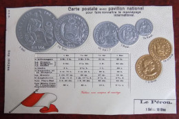Cpa Représentation Monnaies Pays ; Le Pérou - Münzen (Abb.)