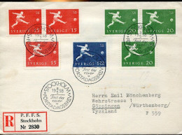 X0953 Sweden Fdc Cover Circuled Registered 1958 Football Fifa World Cup Stockholm - 1958 – Zweden