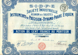 S.I.D.P.E - Réunion Des Sociétés INSTRUMENTS De PRÉCISION & DYNAMO-PHARE EYQUEM - Automobile