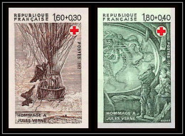 France N°2247/2248 Croix Rouge (red Cross) 1982 Jules Verne Non Dentelé ** MNH Imperf - Ecrivains