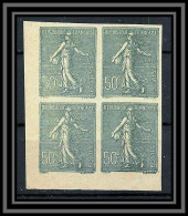 France N°198 50 C Type Semeuse Lignée (*) Mint No Gum Cote 560 Bloc 4 Non Dentelé Imperf  - 1872-1920