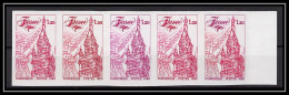 France N°2088 Sociétés Philatéliques Dunkerque Hotel De Ville 1980 Bande 5 Essai Color Proof Non Dentelé Imperf ** - Color Proofs 1945-…