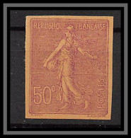 France N°161 50 C Type Semeuse Lignée (*) Mint No Gum TB Essai (trial Color Proof) Non Dentelé Imperf Rose - 1872-1920