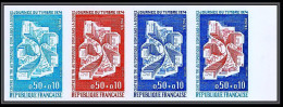 France N°1786 Journée Du Timbre 1974 Centre Tri Orleans Trial Color Proof Non Dentelé Imperf ** MNH Bande 4 Multicolore - Farbtests 1945-…