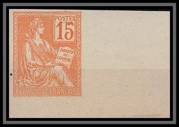 France N°117 15 C Orange Type Mouchon Non Dentelé (*) Sans Gomme Cote 275 Coin De Feuille - 1872-1920