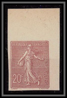 France N°131 20 C Brun-lilas Type Semeuse Lignée Signé Brun Coin De Feuille Superbe Non Dentelé (*) MNH (Imperf) - 1872-1920