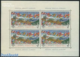 Czechoslovkia 1961 Phaha, Heart Of Europe S/s, Mint NH, History - Religion - Europa Hang-on Issues - Flags - Churches,.. - Autres & Non Classés