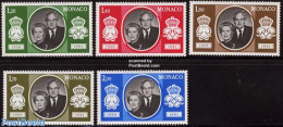 Monaco 1981 Silver Wedding 5v, Mint NH, History - Kings & Queens (Royalty) - Neufs