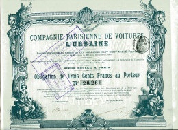 L'URBAINE - Compagnie Parisienne De Voitures; Obligation - Automovilismo
