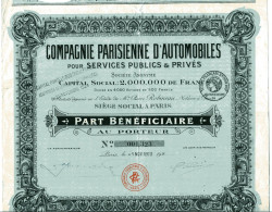 COMPAGNIE PARISIENNE D'AUTOMOBILES Pour Services Publics & Privés - Auto's