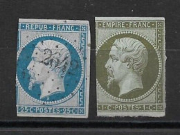 NAPOLEON N°10 25c Bleu Oblitéré Losange PC 2642 + NAPOLEON N°11 NEUF(*) - 1852 Luigi-Napoleone