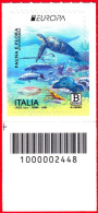 2024 - ITALIA / ITALY - EUROPA CEPT - FAUNA E FLORA SOTTOMARINA / UNDERWATER FAUNA & FLORA - BAR CODE. MNH. - Code-barres