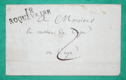 MARQUE 12 ROQUEVAIRE BOUCHES DU RHONE DEPART MIMET POUR CUGES 1820 45x11 LETTRE COVER FRANCE - 1801-1848: Vorläufer XIX