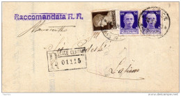 1936  LETTERA RACCOMANDATA CON ANNULLO LECCE - Marcophilie