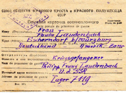 URSS.1947. KRIEGSGEFANGENER. MESSAGE FAMILIAL ROTES KREUZ (CROIX-ROUGE)  POUR DEUTSCHLAND.CENSURE - Lettres & Documents
