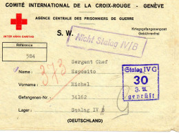 ALLEMAGNE.194.. COMITE INTERNATIONAL CROIX-ROUGE-A.P.G. GENEVE  STALAG IV/B Et STALAG IV G - Brieven En Documenten