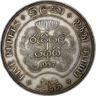 Sri Lanka , Elizabeth II, 5 Rupees, 1957, Argent, SUP, KM:126 - Sri Lanka (Ceylon)