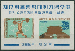 Korea (Süd) 1960 Olympische Sommerspiele Rom Block 148 Postfrisch (C97953) - Corée Du Sud