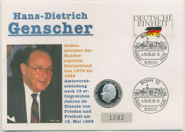 Bund 1992 Hans-Dietrich Genscher Numisbrief 1 ECU (N692) - Andere & Zonder Classificatie