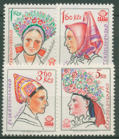 Tschechoslowakei 1977 PRAGA Volkstrachten Kopfbedeckungen 2387/90 Postfrisch - Unused Stamps
