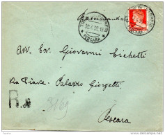 1930  LETTERA RACCOMANDATA CON ANNULLO TORRE DEI PASSERI PESCARA - Marcophilia