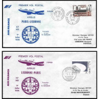 0794 Lettre Airbus Aviation Premier Vol (Airmail Cover First Flight Luftpost) Paris Lisbonne 1/7/1978 + Retour  - Vliegtuigen