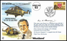 0757 Lettre Aviation Airmail Cover Luftpost Signé Signed Jersey Roy Moxam Helicoptere 23/7/1982 - Flugzeuge