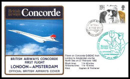 0206 Concorde British Airways Amsterdam London 27/2/1982 Lettre Premier Vol First Flight Airmail Cover Luftpost - Concorde