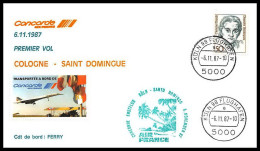 0104 Concorde Cologne Saint-Domingue 6/11/1987 Lettre Premier Vol First Flight Airmail Cover Luftpost - Concorde
