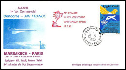 1247 Concorde 1985 Marrakech Paris Maroc Lettre Premier Vol First Flight Airmail Cover Luftpost - Concorde