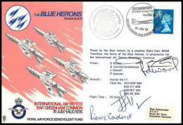 1165 Lettre Airmail Cover Grande Bretagne Great Britain Blue Herons 1976 Signé (signed) Pilots - Vliegtuigen